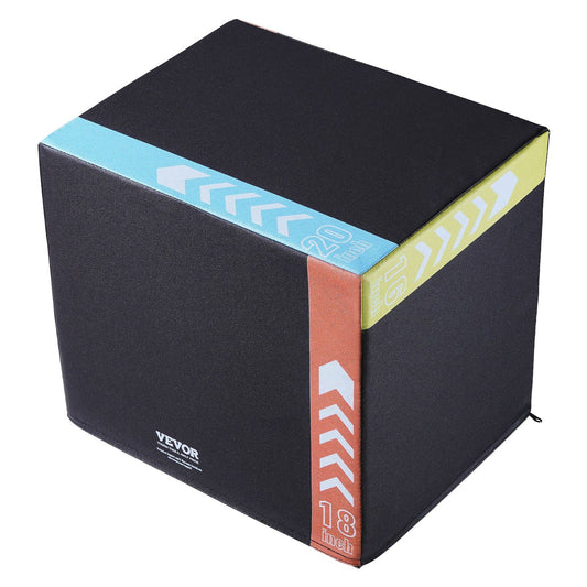 VEVOR 3 in 1 Plyometric Strength Training Jump Box - Recycled Cotton, 20/16/18", Black - BagNook