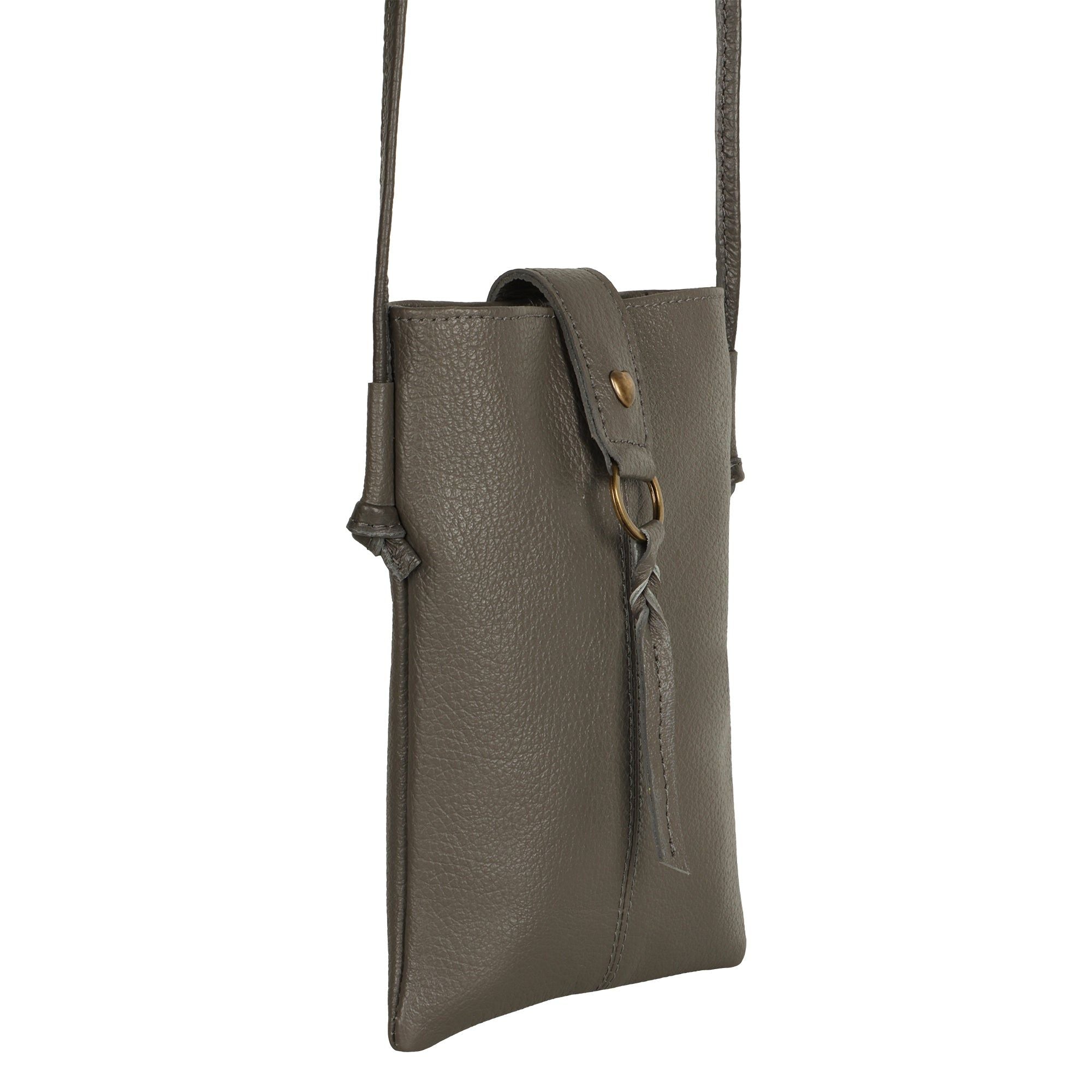 Jennie Small Crossbody bag w/ slim strap - Ash Grey - BagNook