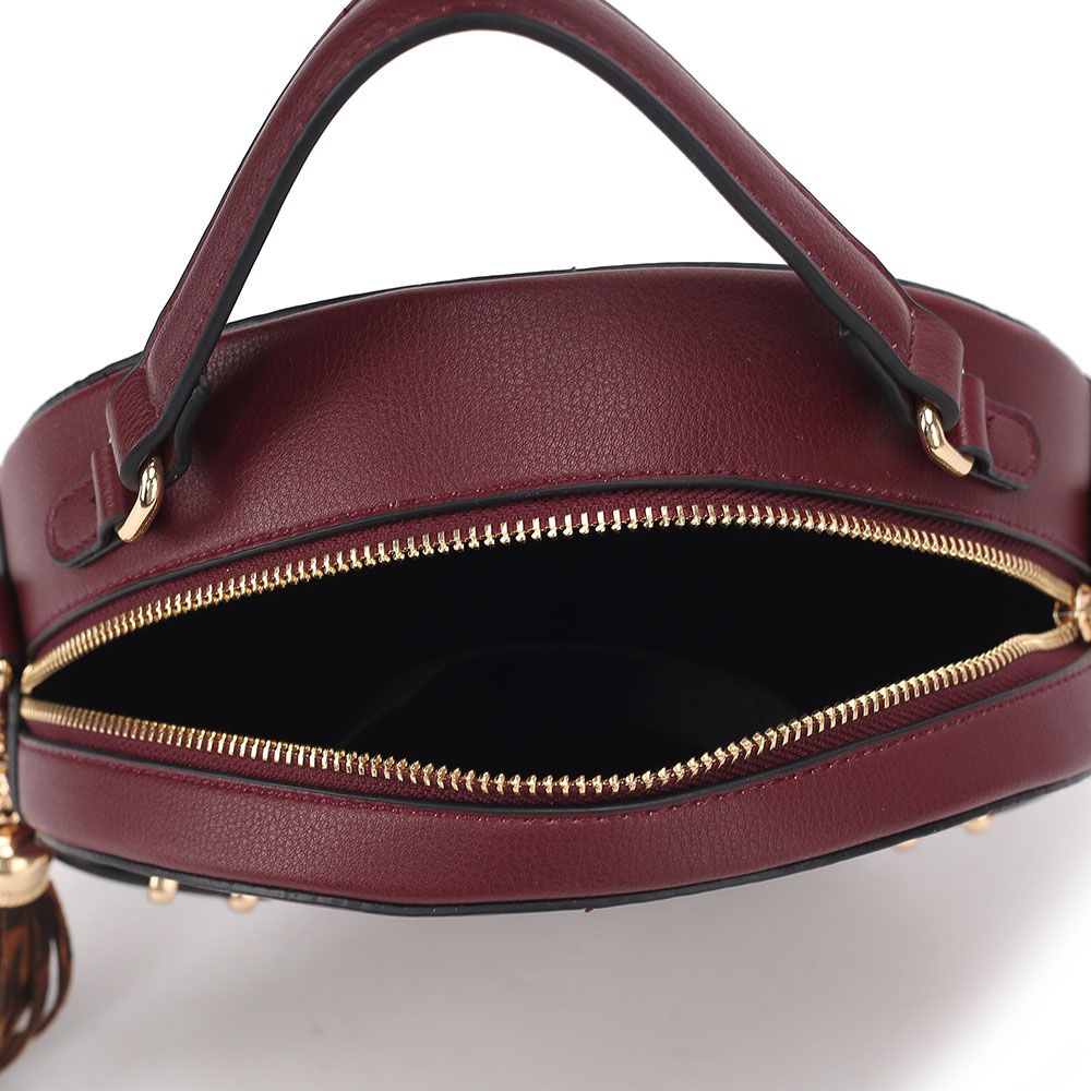 (wine)Gayle Crossbody Round Handbag Purse by Mia k. - BagNook