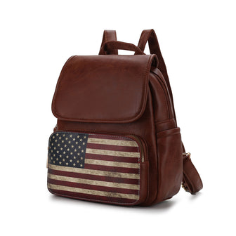 (tan)Regina Vegan Leather FLAG Backpack by Mia K - BagNook