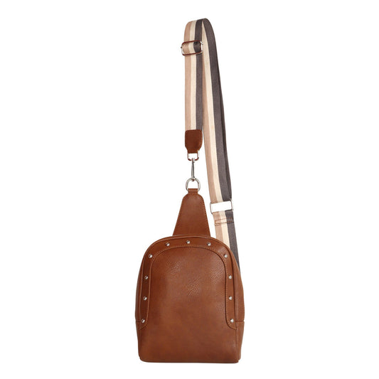 Tour Sling backpack w/ Front Pocket - Classic Brown - Upcycled - BagNook