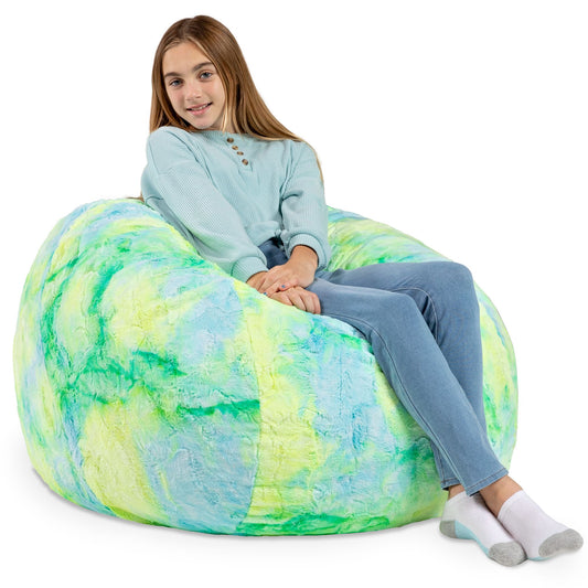 Jaxx Saxx 3 ft Bean Bag Chair - Faux Fur - Firefly Yellow - BagNook