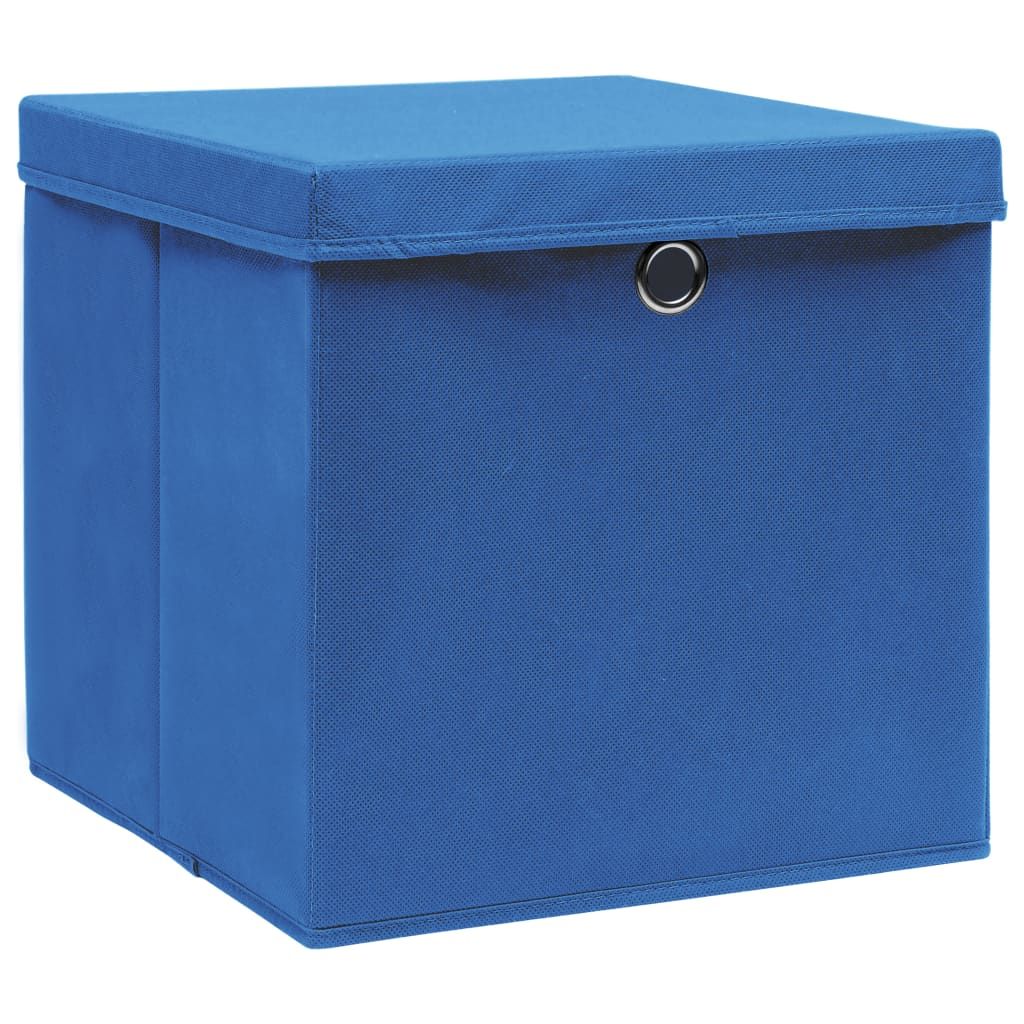 Storage Boxes w/Lids 4pc 12.6"x12.6"x12.6" Fabric - Blue - BagNook