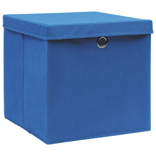 Storage Boxes w/Lids 4pc 12.6"x12.6"x12.6" Fabric - Blue - BagNook