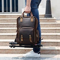 Load image into Gallery viewer, The Gaetano | Large Leather Backpack Camera Bag w/Tripod Holder - BagNook
