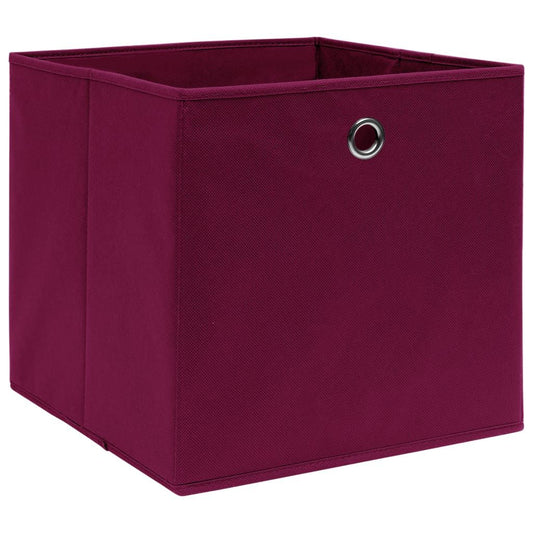 Storage Boxes 4pc 12.6"x12.6"x12.6" Fabric -Drk Red - BagNook