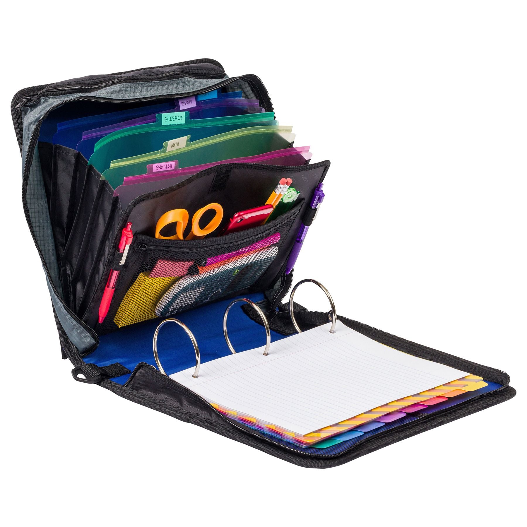 (midnight blue)The Mighty Zip Tab-3 Inch Zipper Binder w/Removeable Folder - BagNook