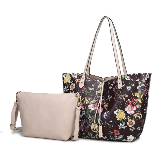 (coffee beige) reversible shopping tote with crossbody pouch- bagNook