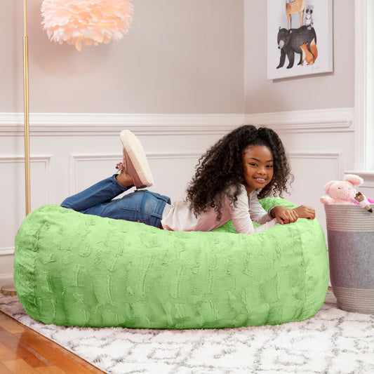 Jaxx Saxx 4 ft Sofa Bean Bag Couch - Faux Fur - Lime Green - BagNook