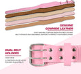Load image into Gallery viewer, Pink Leather Strength Weightlifting Belt, 4" Wide w/Padded Lumbar Support - BagNook
