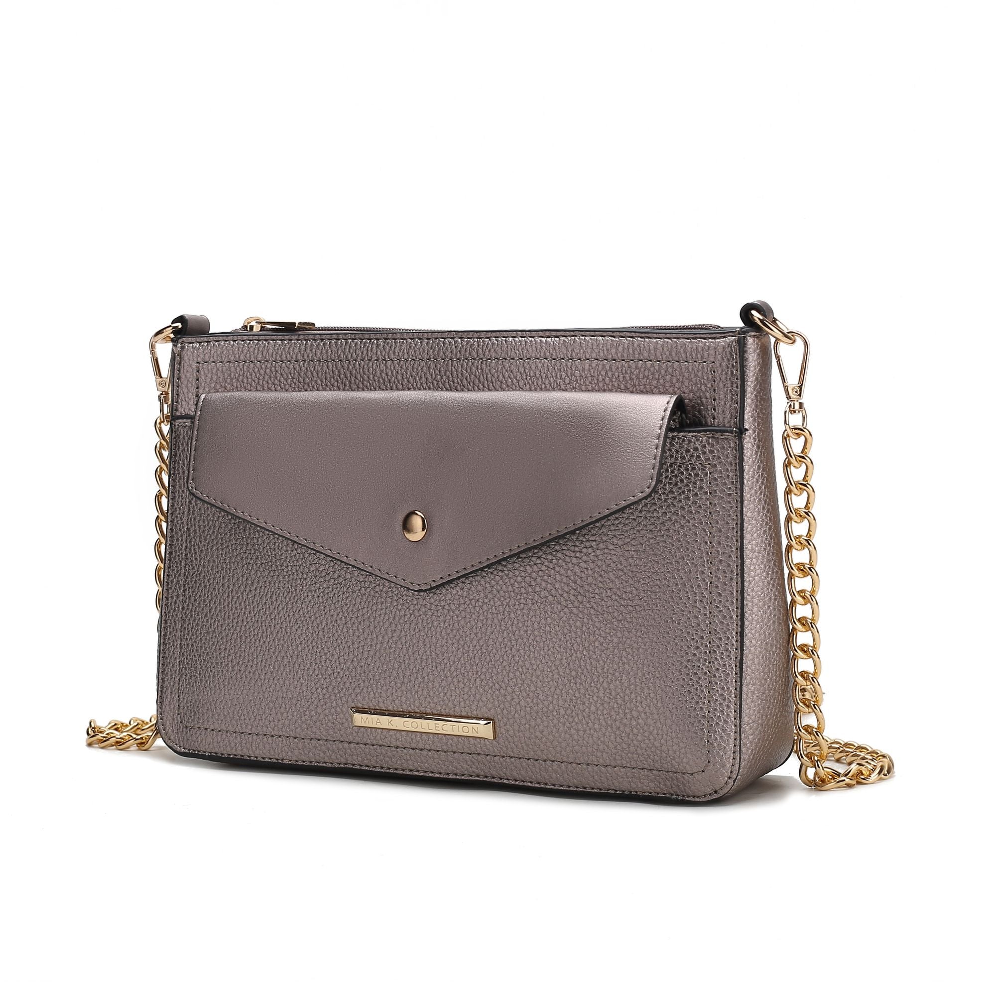 (pewter)Maribel Crossbody Handbag by Mia K - BagNook