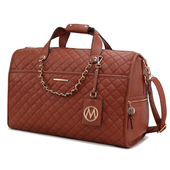 (cognac)Lexie Vegan Leather Women Duffle by Mia K - BagNook