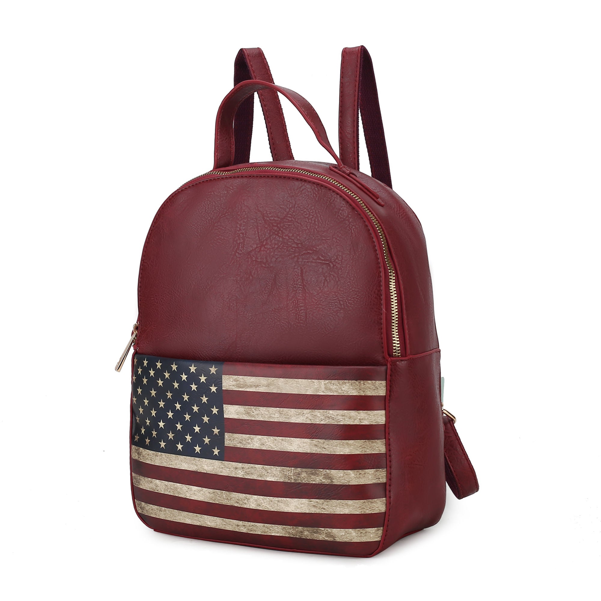 (burgundy)Briella Vegan Leather Women FLAG Backpack by Mia K - BagNook