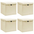 Load image into Gallery viewer, Storage Boxes w/Lid 4pc 12.6"x12.6"x12.6" Fabric - Cream - BagNook
