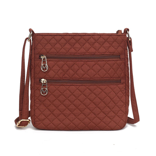 (brown)Lainey Solid Quilted Crossbody by Mia K - BagNook