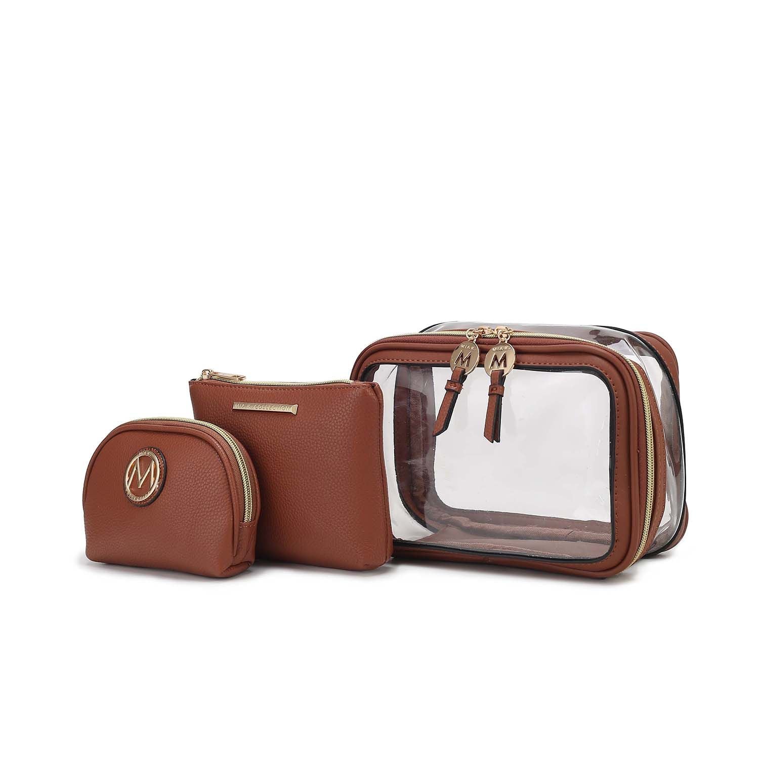 (cognac)Laura 10pc Makeup Set by Mia K - BagNook