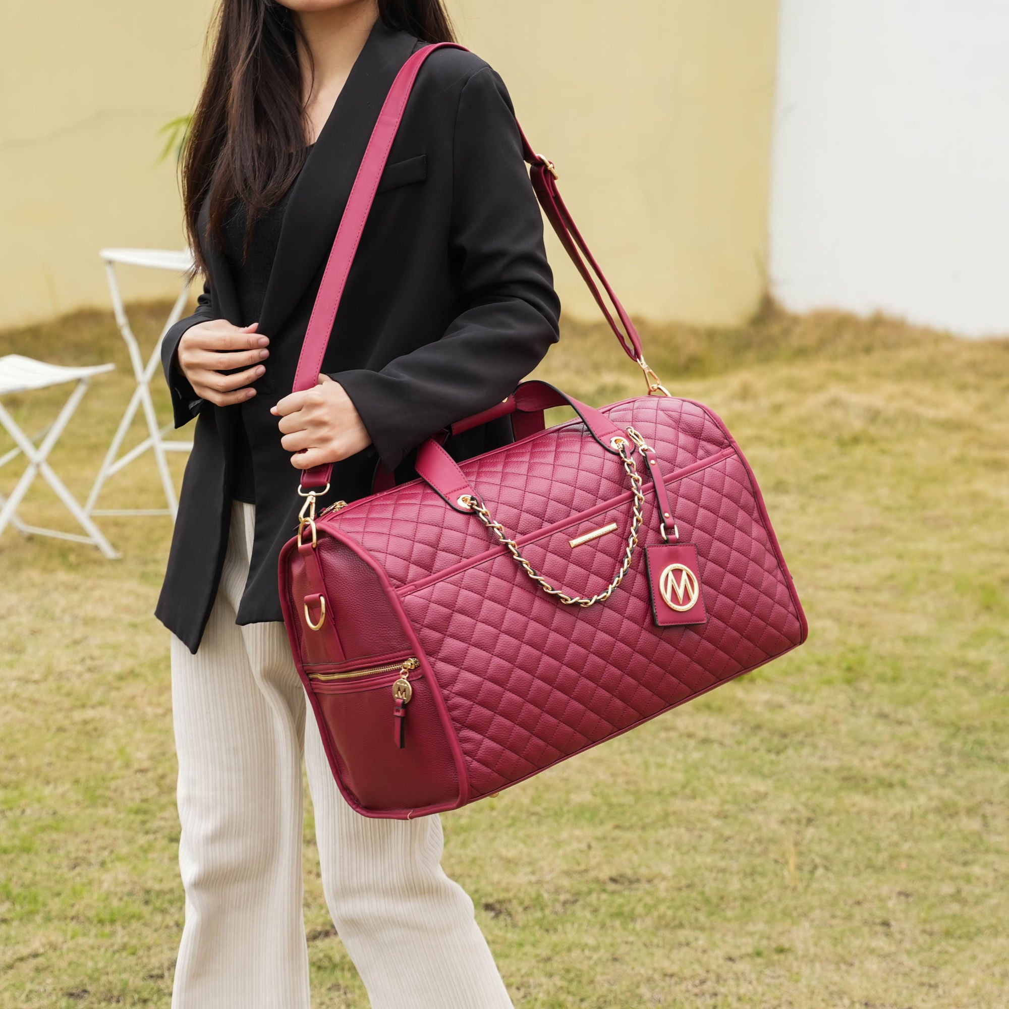 (red)Lexie Vegan Leather Women Duffle by Mia K - BagNook