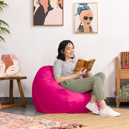 Jaxx Saxx 3 ft Round Bean Bag - Fuchsia - BagNook