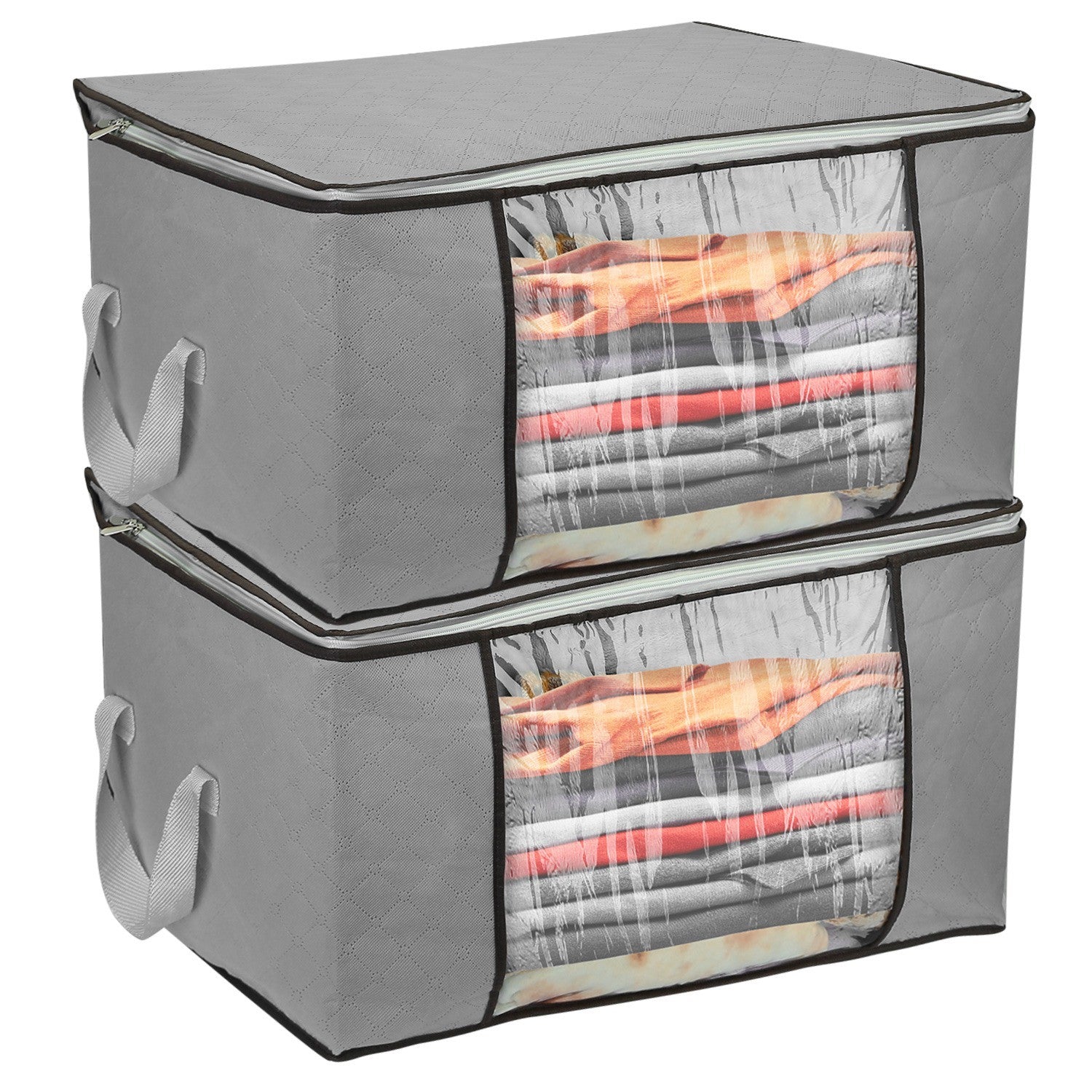 (grey)2pc Storage Bag Organizers w/Window - BagNook