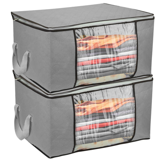 (grey)2pc Storage Bag Organizers w/Window - BagNook
