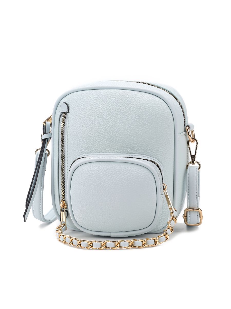 (light blue)Winona Vegan Leather Crossbody by Mia k - BagNook