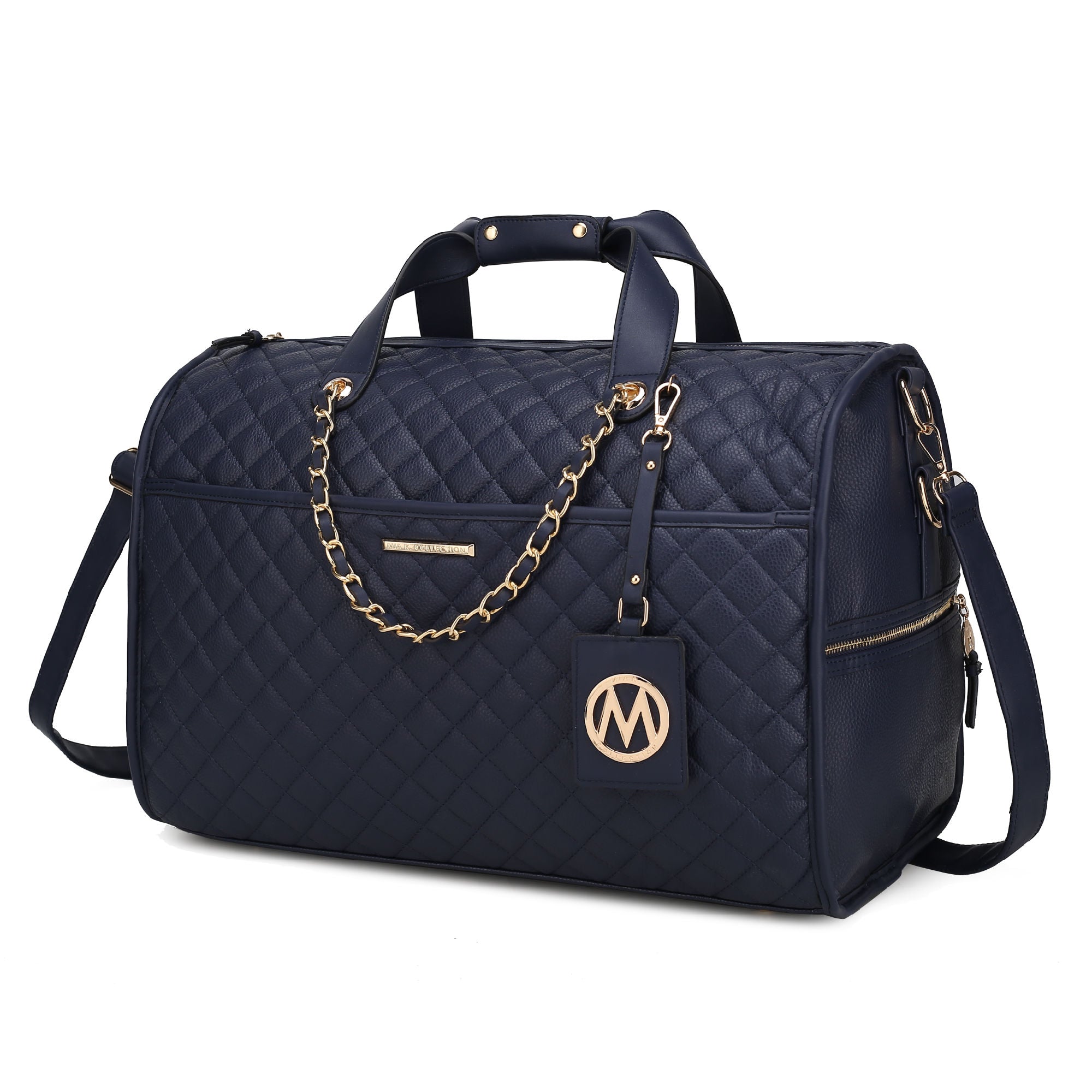 (navy)Lexie Vegan Leather Women Duffle by Mia K - BagNook