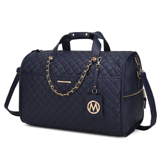 (navy)Lexie Vegan Leather Women Duffle by Mia K - BagNook