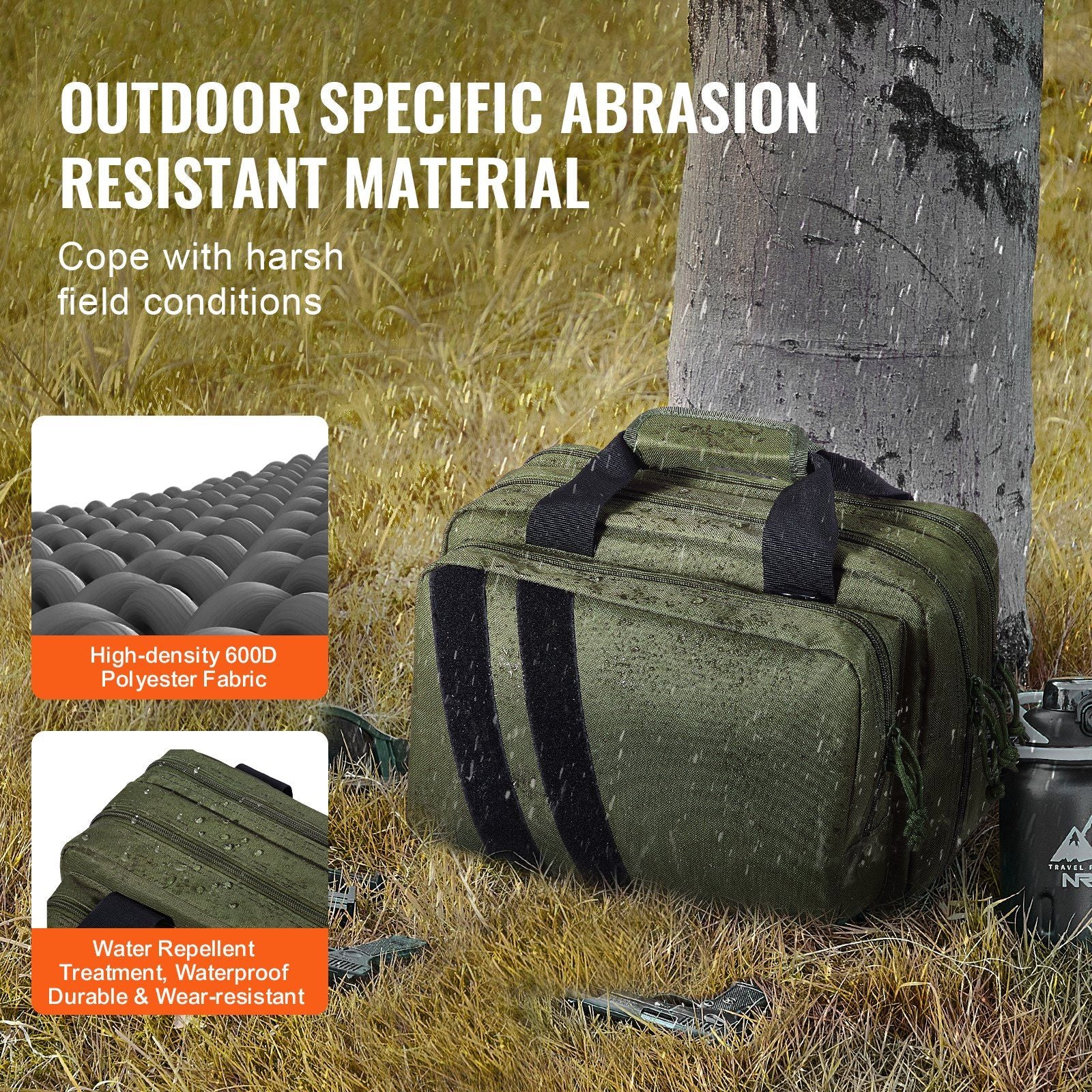 VEVOR Tactical Pistol Bag with 2 Pistol Cases - Green - BagNook