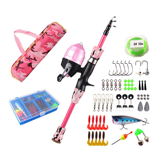 (pink)Kids Starter Kit Fishing Pole Set - BagNook