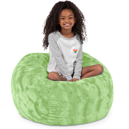 Jaxx Saxx 3 ft Bean Bag Chair - Faux Fur - Lime Green - BagNook