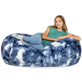 Load image into Gallery viewer, Jaxx Saxx 4 ft Sofa Bean Bag Couch - Faux Fur - Blue & White - BagNook
