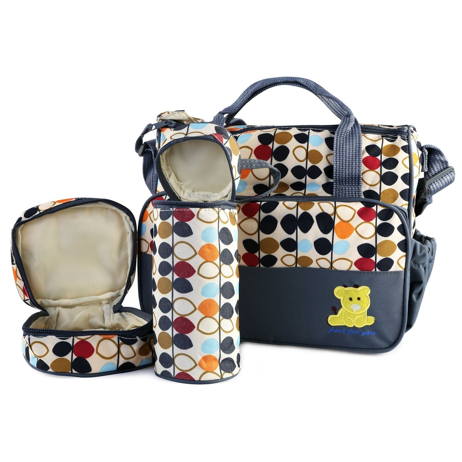 (grey)5pc Diaper Tote Bag Set - BagNook