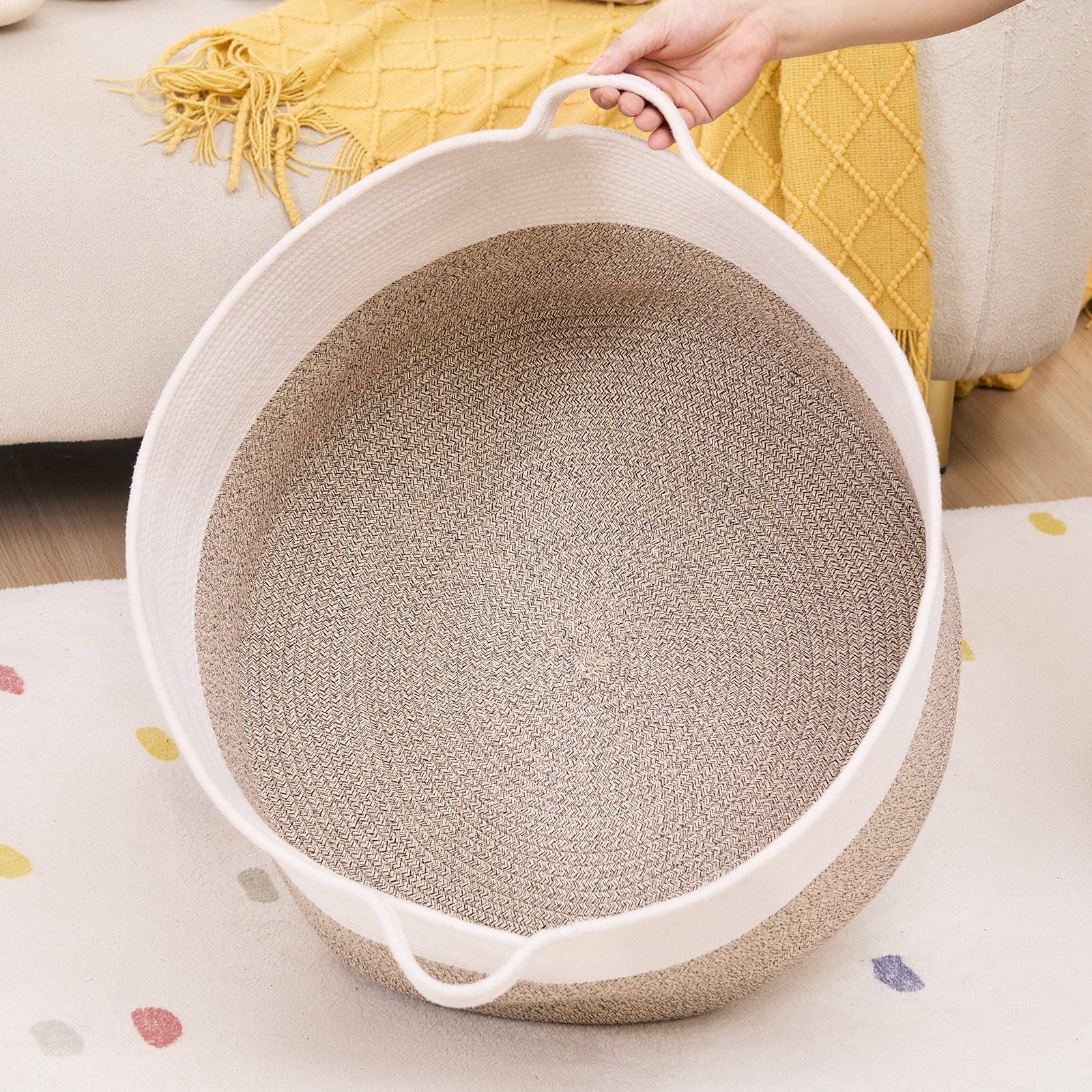 VEVOR Cotton Rope Storage Basket (20 x 20 x 13 in) 17.7gal Capacity - BagNook