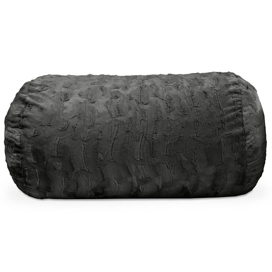 Jaxx Saxx 4 ft Sofa Bean Bag Couch - Faux Fur - Black - BagNook