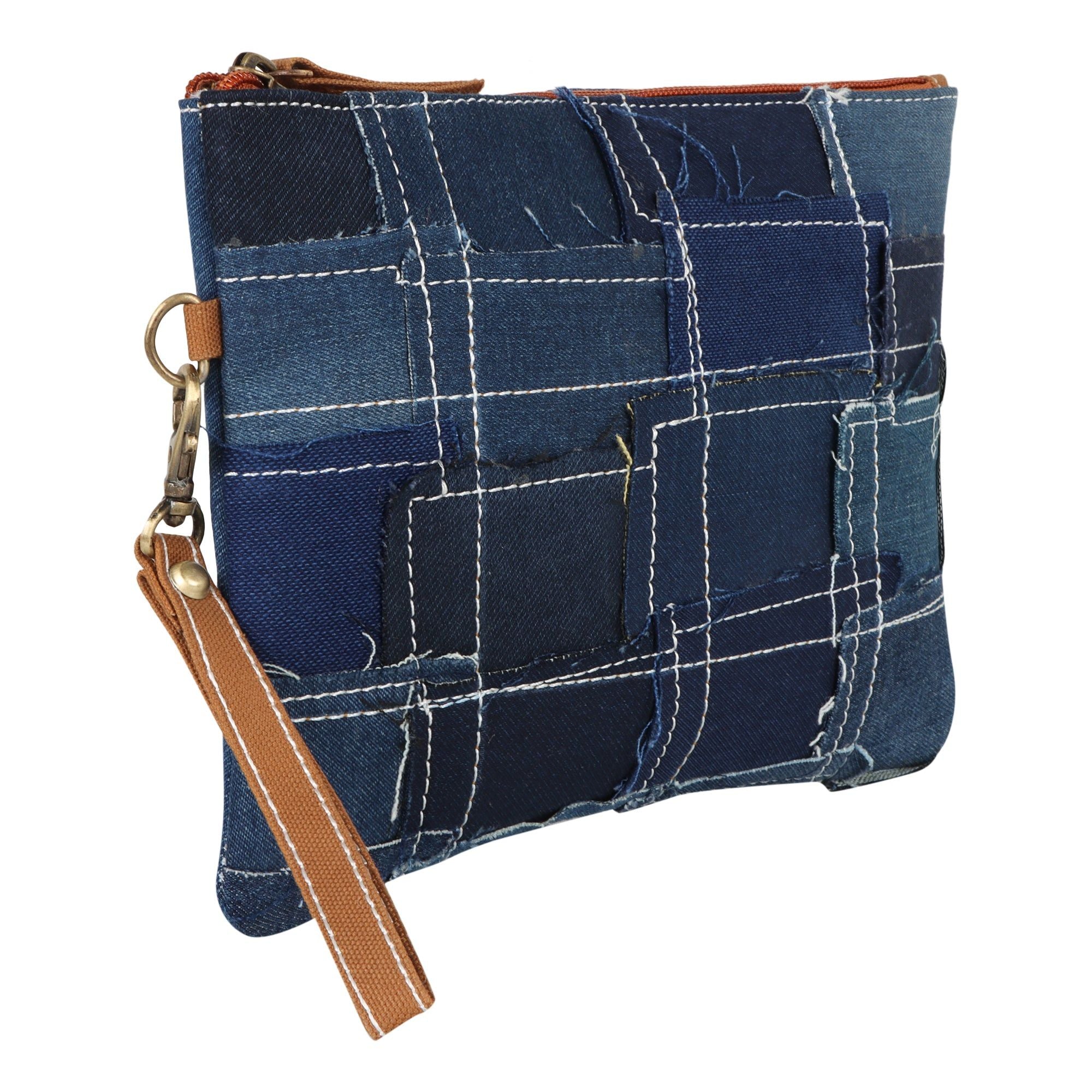 Max Patchwork Denim Wristlet - Upcycled - BagNook