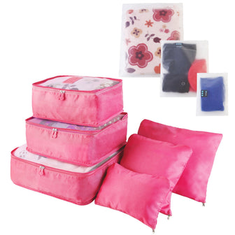 (hot pink)9pc Travel Luggage Organizer - BagNook