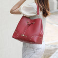 Load image into Gallery viewer, (wine)Callie Solid Bucket Bag with Matching Wallet by Mia K - BagNook
