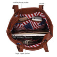 Load image into Gallery viewer, (tan)Vera Vegan Leather Patriotic Flag Women Tote by Mia K - BagNook
