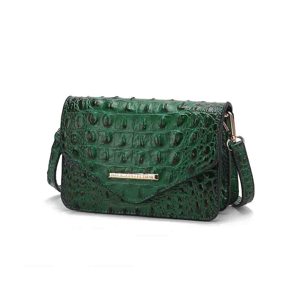 (green)Vanta Croc-Embossed Saddle by Mia K - BagNook