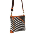 Load image into Gallery viewer, Grayson Wide Crossbody Bag w/ Pocket - Striped - Upcycled Leather - BagNook

