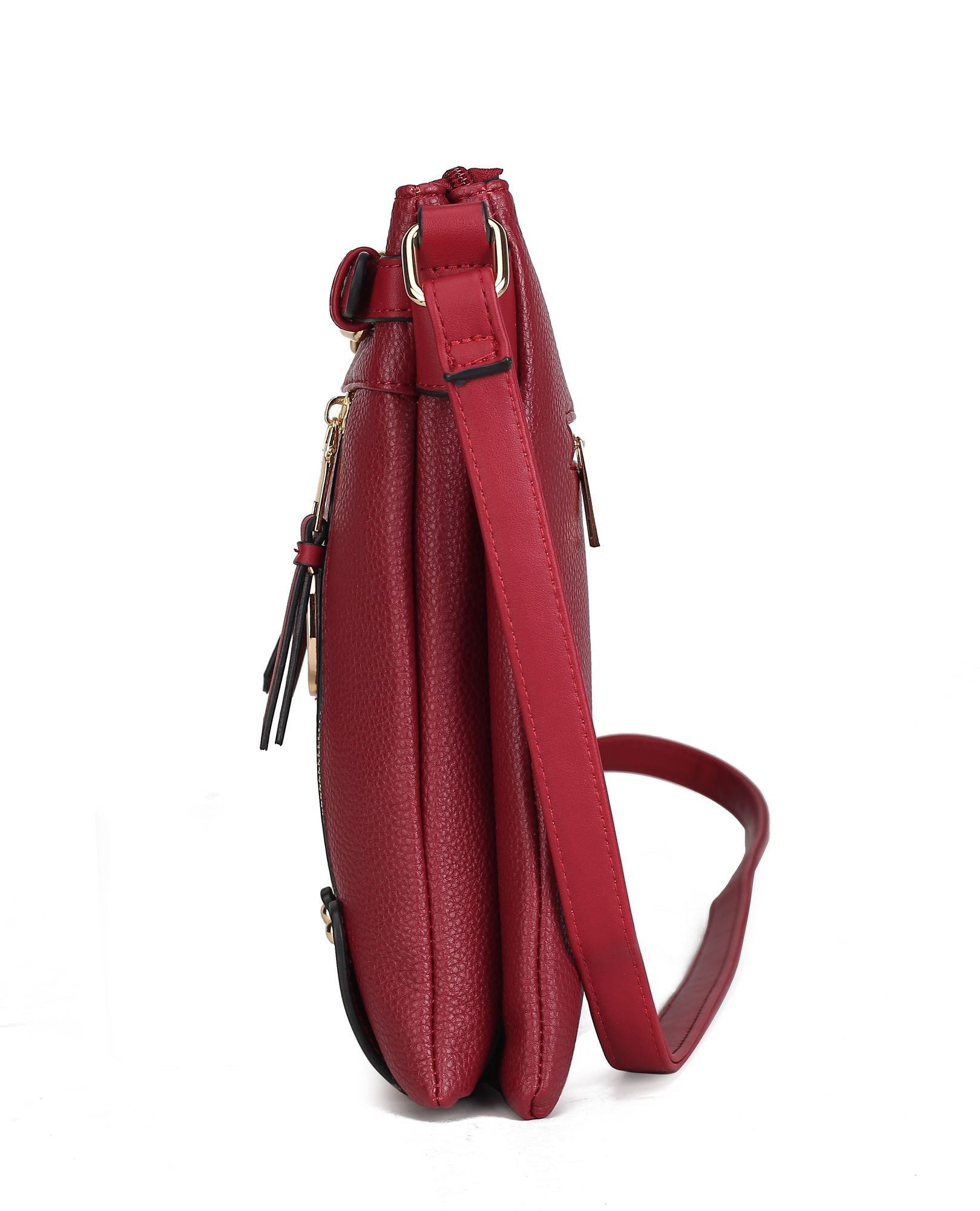 (red)Lilian Vegan Leather Crossbody by Mia k - BagNook