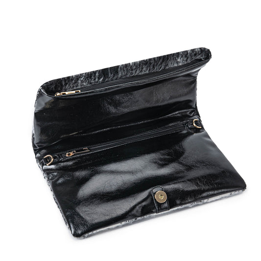 (black)Koumei Wristlet w/Snap, Faux Shearling by Mia K - BagNook