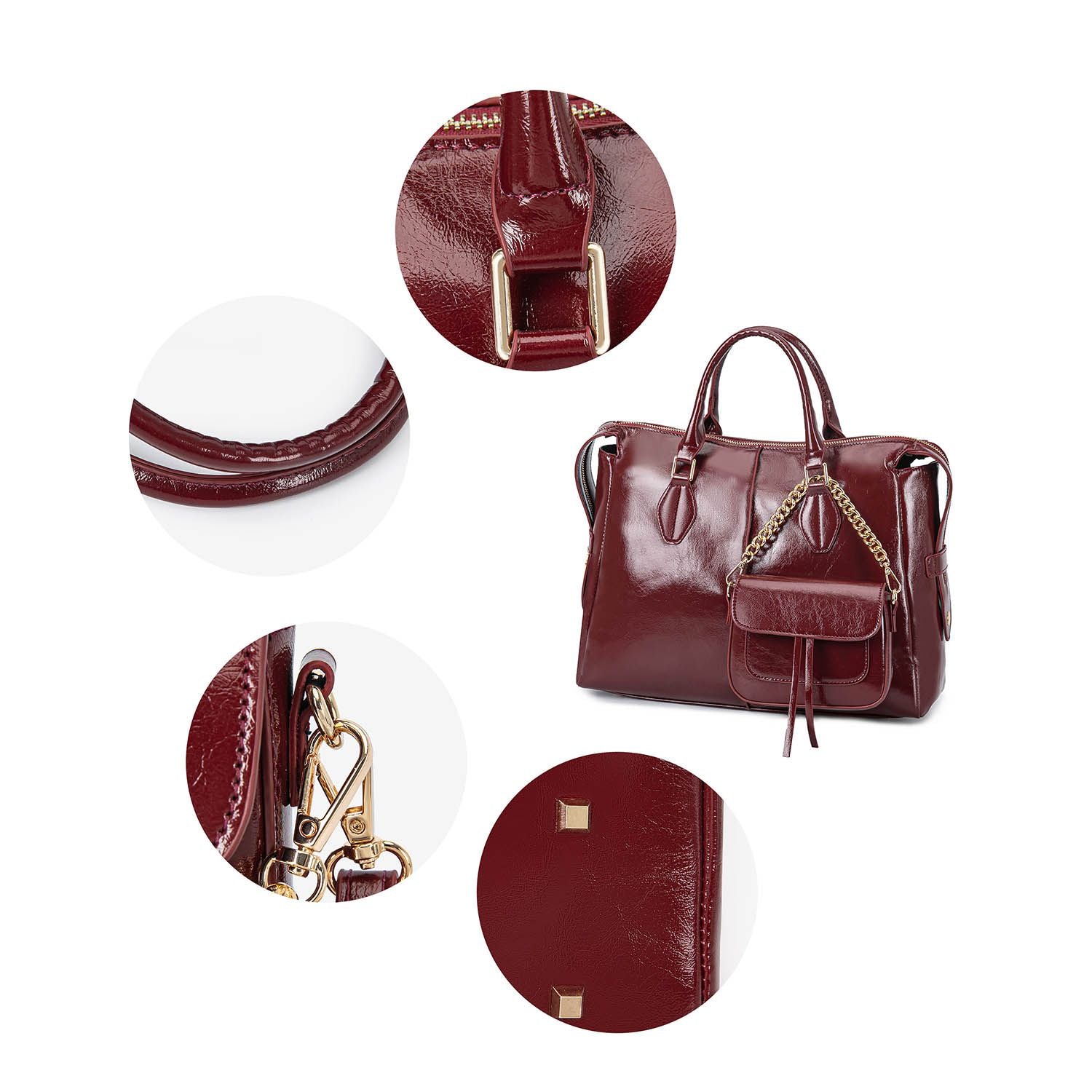 (burgundy)Yareli Tote w/Mini Crossbody Bag Set by Mia K - BagNook