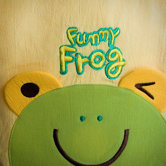 [Funny Frog] Embroidered Applique Kids Fabric Tote Bag - BagNook