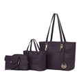 Load image into Gallery viewer, (purple)Arya 4pc Signature Vegan Leather Tote Bag Set by Mia K - BagNook
