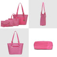 Load image into Gallery viewer, (fuchsia)Havenly 4pc Signature Vegan Leather Tote Bag Set by Mia K - BagNook
