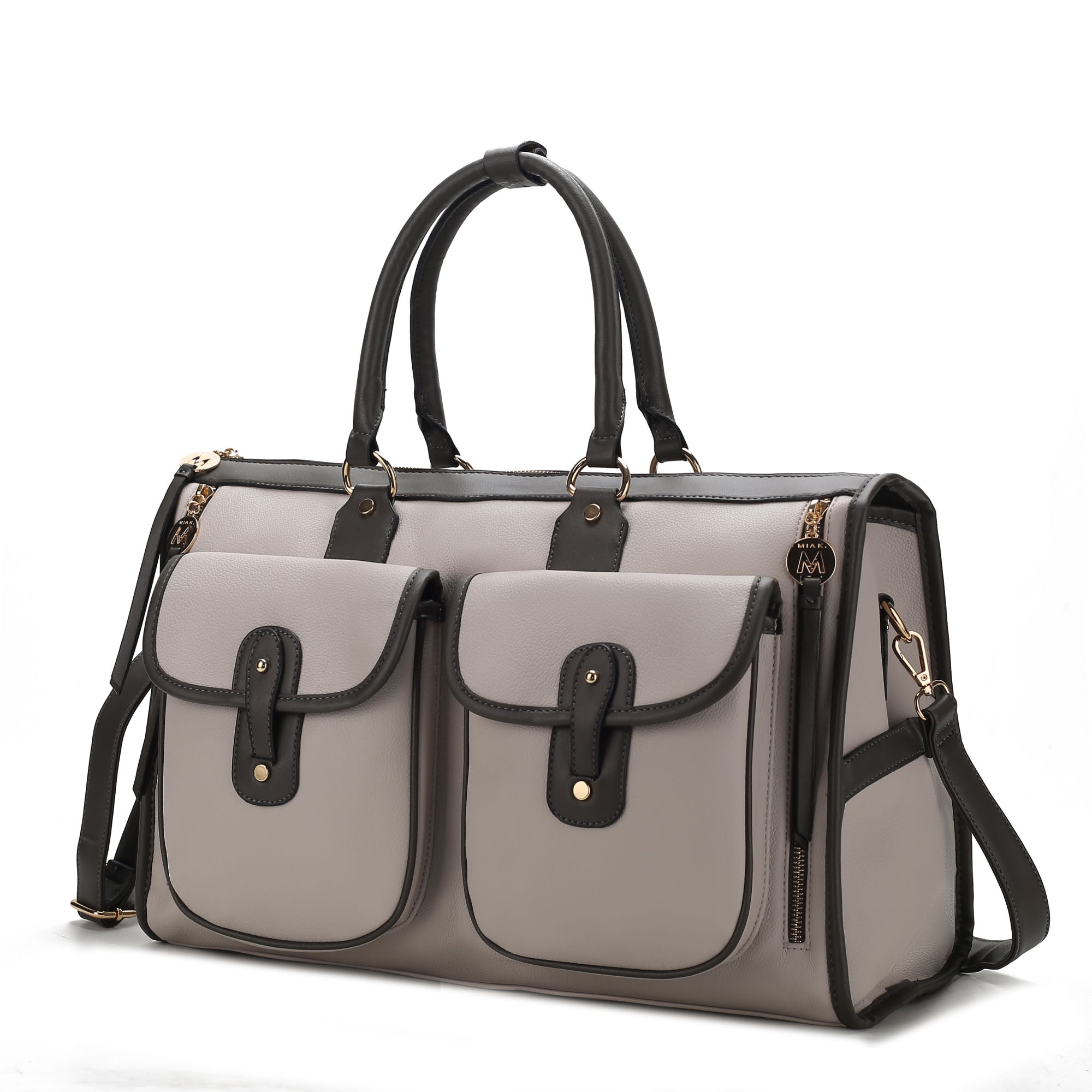 (lt grey)Genevieve Duffel Color Block by Mia k - BagNook