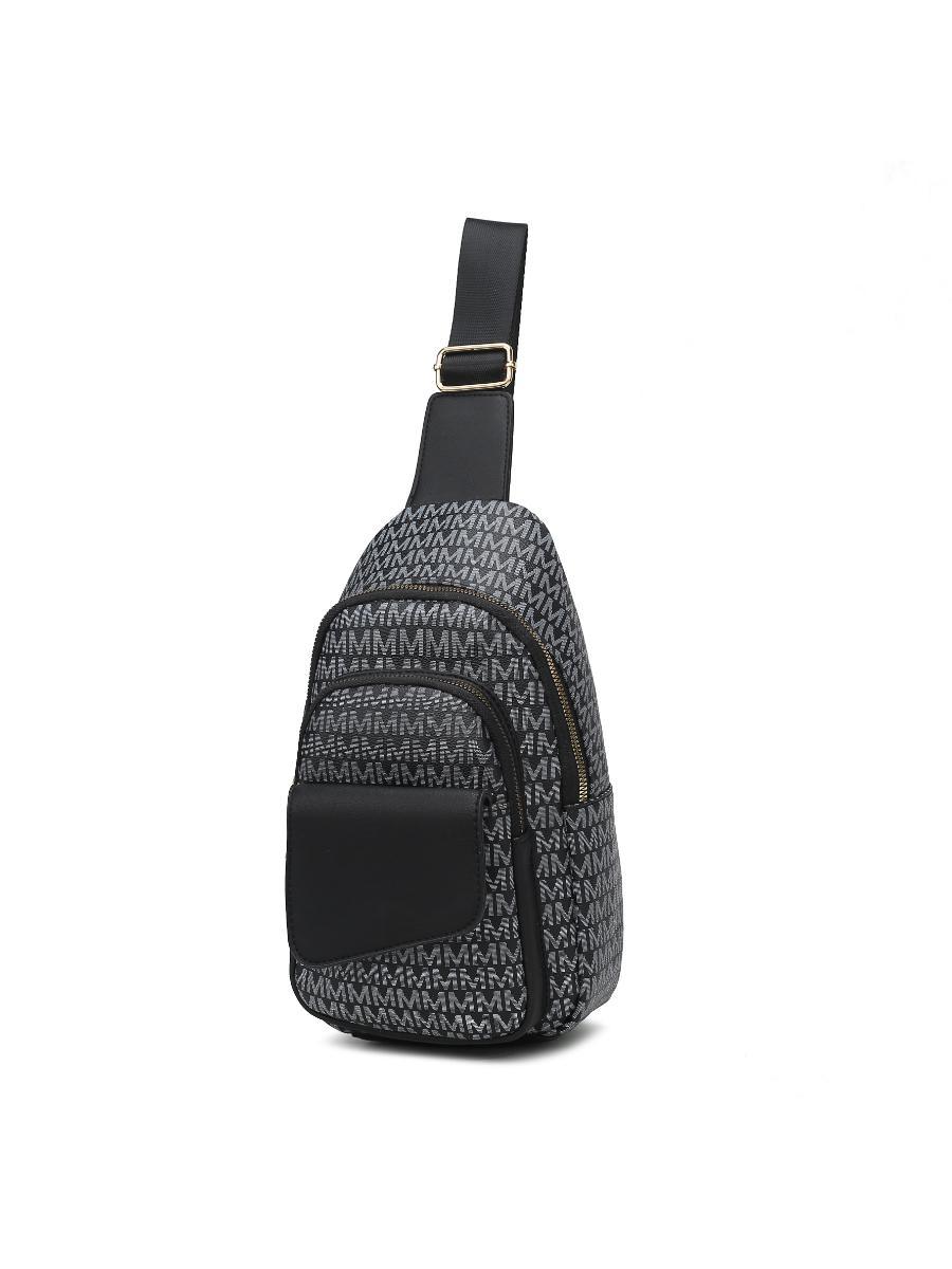(black)Kace M Logo Printed Women Sling Bag by MKF - BagNook