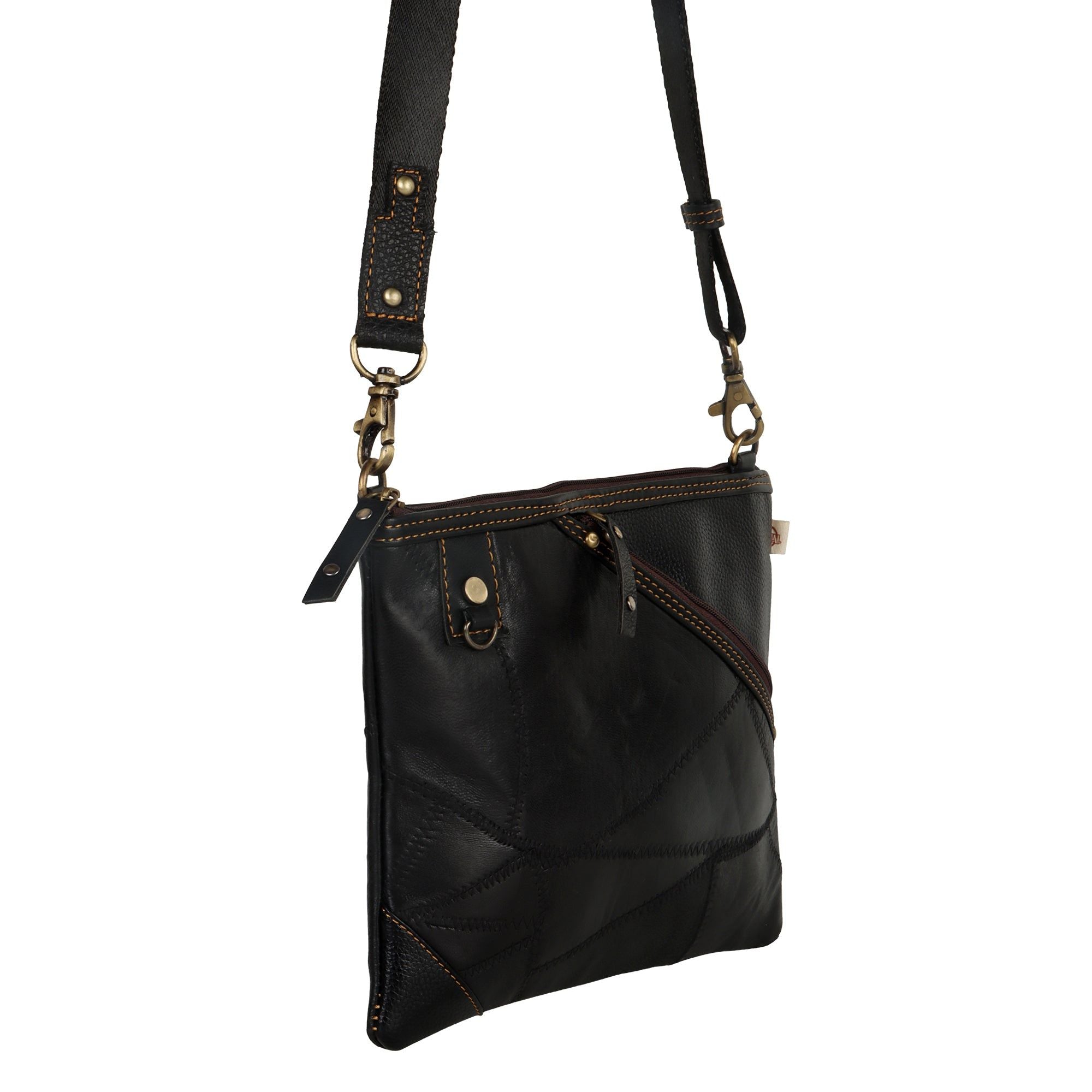 Grayson Wide Crossbody - Upcycled Leather - BagNook