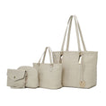 Load image into Gallery viewer, (beige)Arya 4pc Signature Vegan Leather Tote Bag Set by Mia K - BagNook
